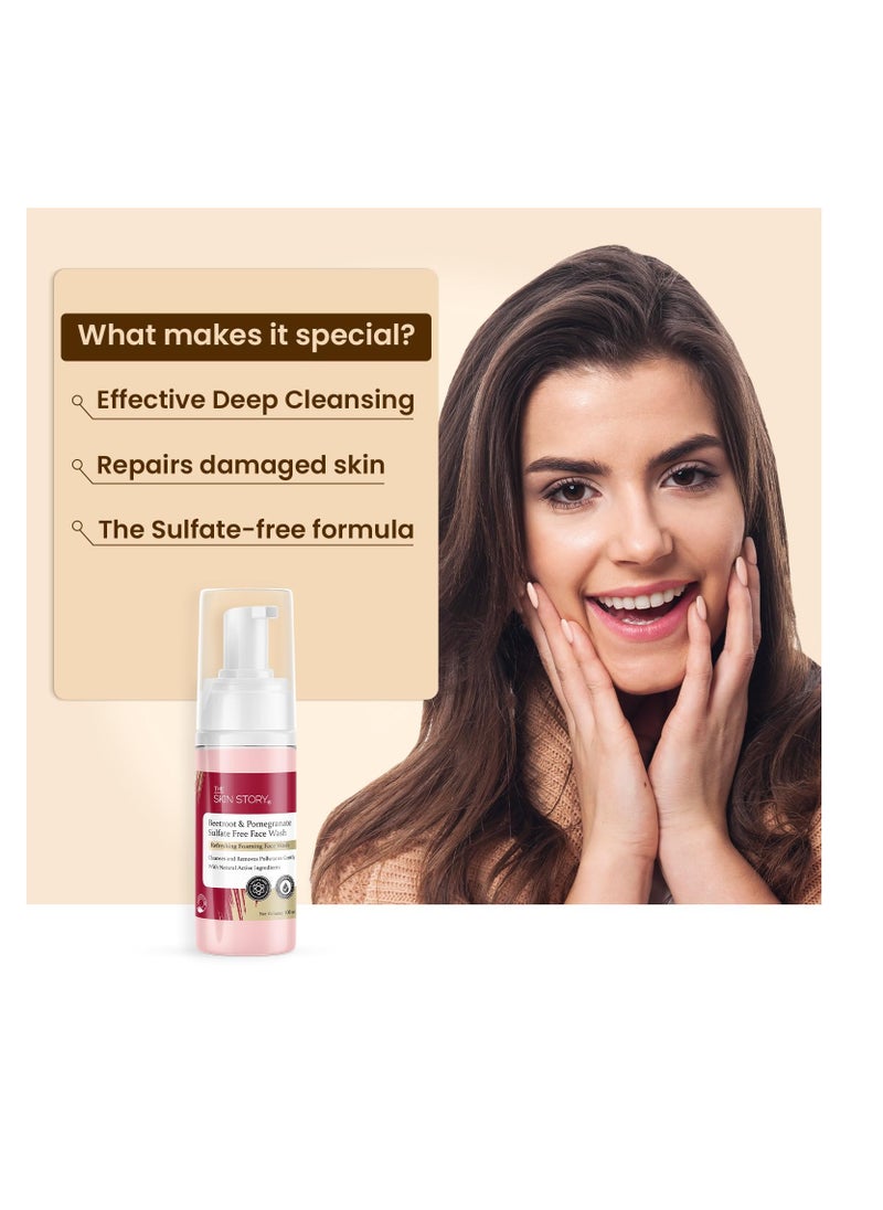 Skin Story Clean Beauty The Skin Story Pore Cleansing Foaming Face Wash Gentle Repairs Damage Skin With Beetroot And Pomegranate Sulphate Free  - Image 2