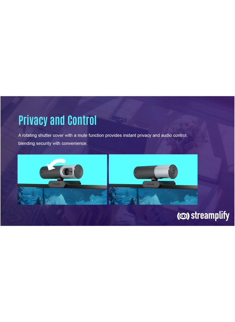 INFINIARC - Streamplify K/30fps, 8.5M pixel sensor, includes a 105° wide-angle view, Rotating shutter cover Webcam Pro - Image 1