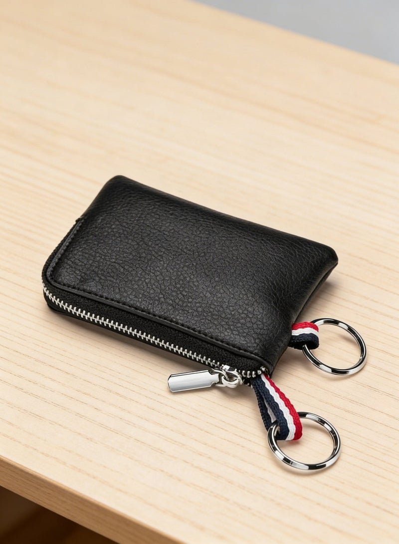 Leather Coin Purse Wallet with Key Holder - Mini Credit Card and Change Pouch for Men and Women - Image 1