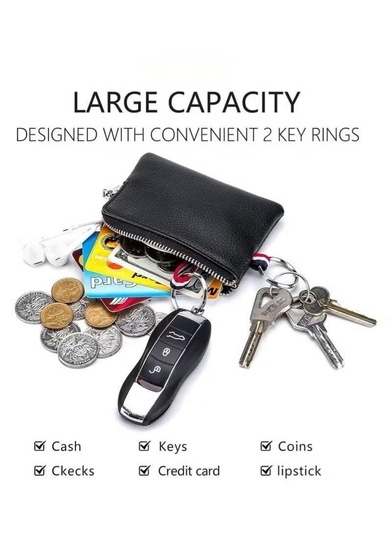 Leather Coin Purse Wallet with Key Holder - Mini Credit Card and Change Pouch for Men and Women - Image 3