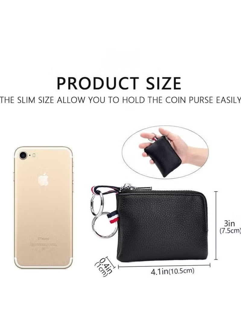 Leather Coin Purse Wallet with Key Holder - Mini Credit Card and Change Pouch for Men and Women - Image 5