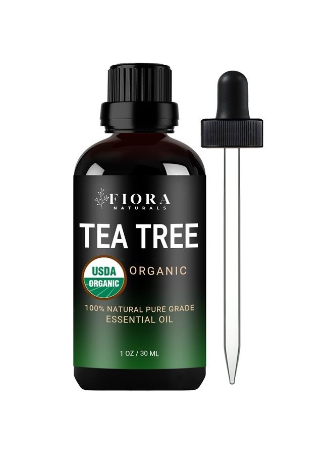 Fiora Naturals زيت شجرة الشاي الأساسي من فيورا ناتشورالز - زيت عضوي نقي 100%، للوجه، الشعر، البشرة، حب الشباب، فروة الرأس، القدمين والأظافر. - Image 1