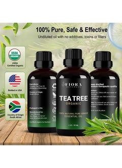 Fiora Naturals Tea Tree Essential Oil by Fiora Naturals- 100% Pure Organic Oil, for Face, Hair, Skin, Acne, Scalp, Foot and Toenails. Melaleuca Alternifolia, 1 oz /30ml  - Image 2