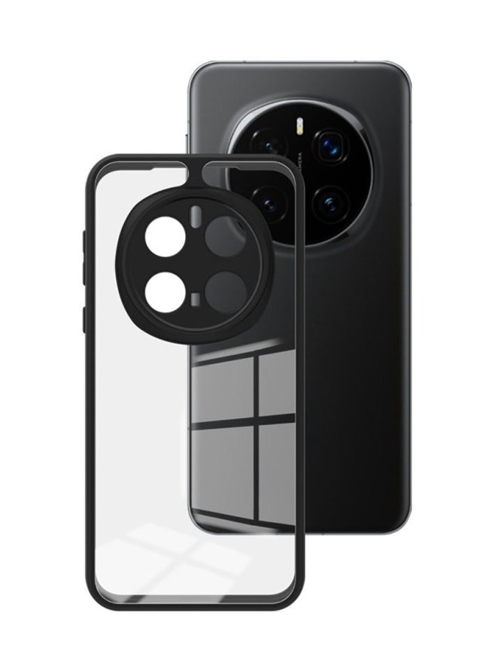 Ultra Hybrid Shockproof Sleek Armor Back Cover Case for Honor Magic 7 Pro Protection | Crystal Clear Hard Back Transparent Cover PC+TPU Black Bumper - Image 3