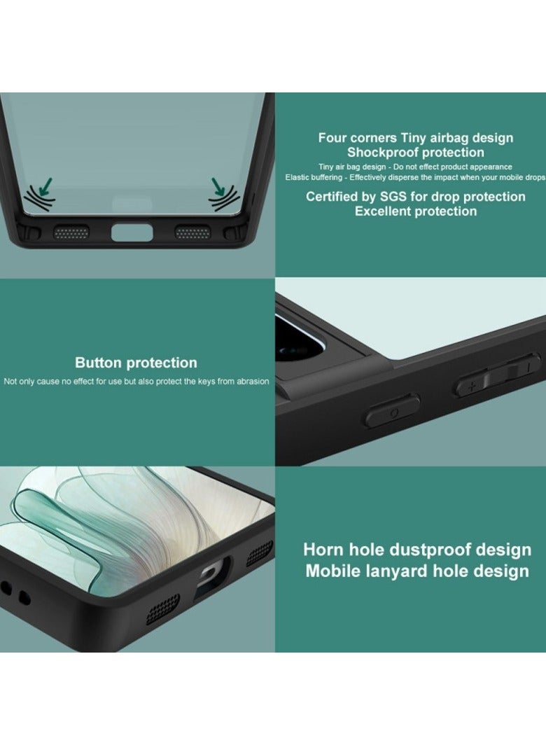 Ultra Hybrid Shockproof Sleek Armor Back Cover Case for Honor Magic 7 Pro Protection | Crystal Clear Hard Back Transparent Cover PC+TPU Black Bumper - Image 5