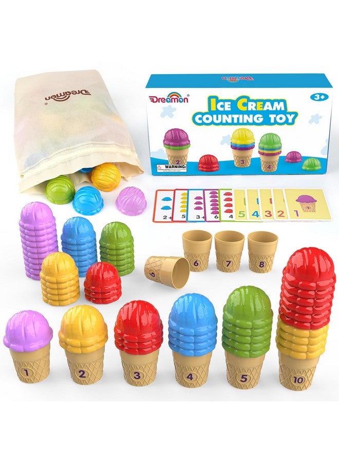 Dreamon Ice Cream Color Sorting Toys For Toddlers Montessori Counting Pretend Play Toys 76 Pieces Early Math Manipulatives Learning Toys With 10 Educational Number Cards For Preschool Kids - Image 1