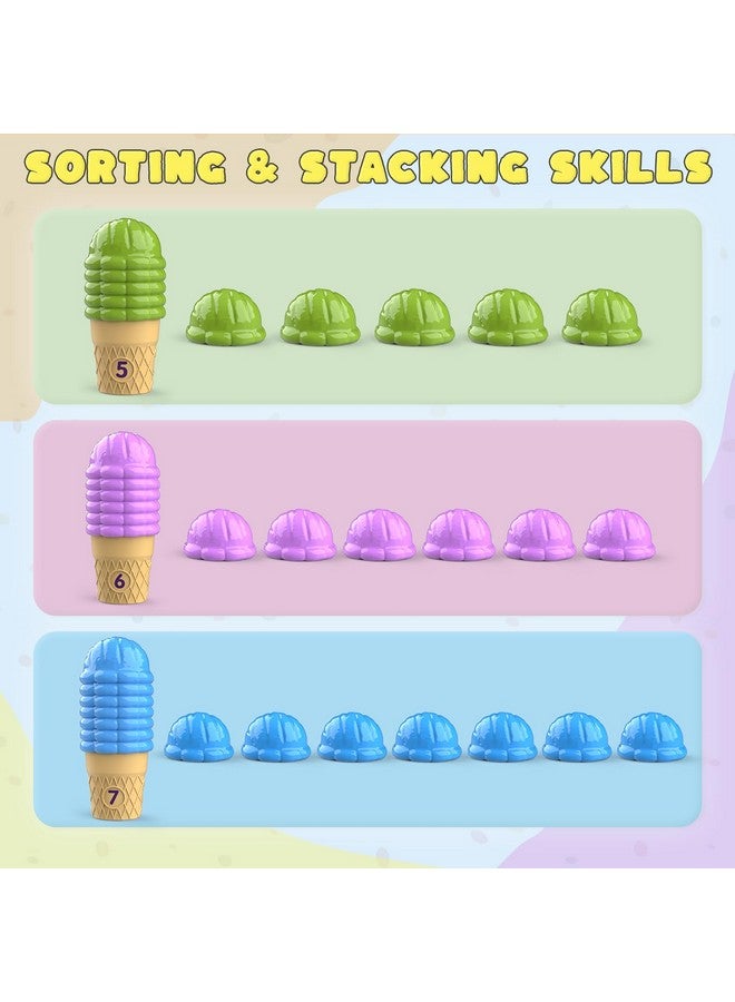 Dreamon Ice Cream Color Sorting Toys For Toddlers Montessori Counting Pretend Play Toys 76 Pieces Early Math Manipulatives Learning Toys With 10 Educational Number Cards For Preschool Kids - Image 4
