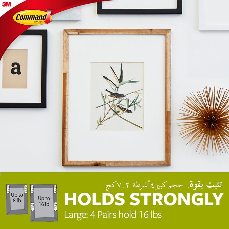Command 17202 ES Picture Hanging Strips, Small, Holds 1.8 Kg. whole pack, white color. 4 pairs/pack, Decorate Damage-Free - Image 5