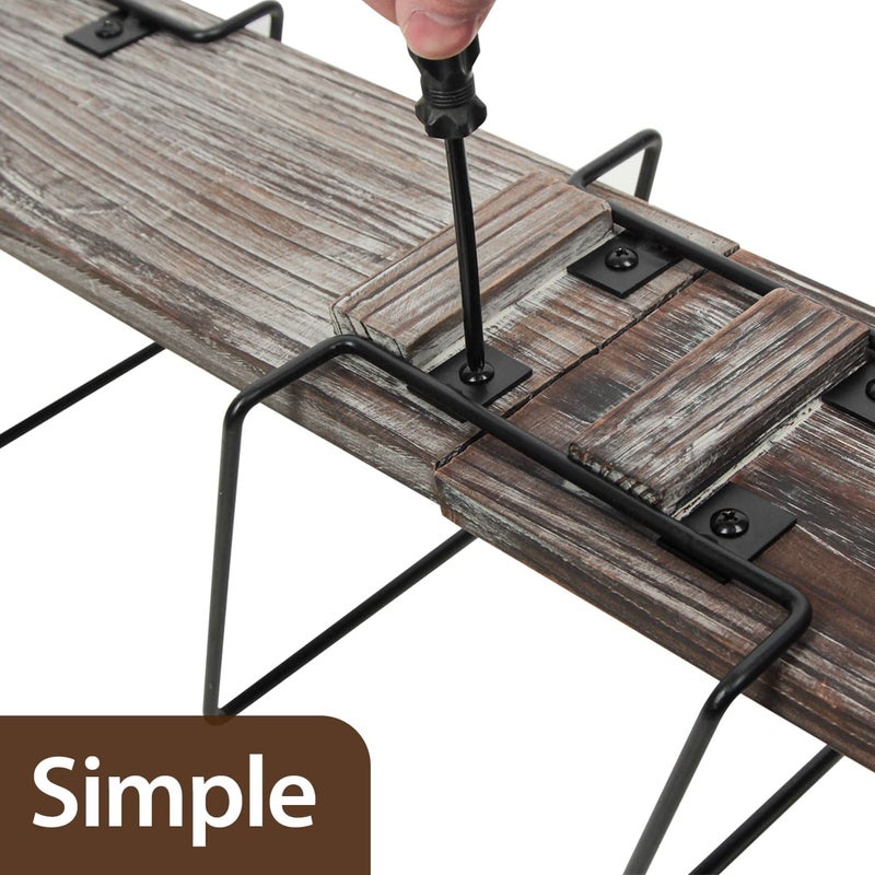 J JACKCUBE DESIGN Wall Mount Rustic Wood and Metal Towel Rack 6 Tier Shelf Holder for Shower & Hand Towels for Bathroom Hanging Storage Multi-Rack - MK594A - Image 4