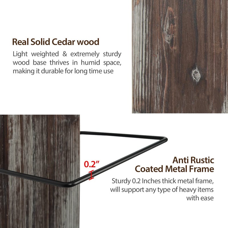 J JACKCUBE DESIGN Wall Mount Rustic Wood and Metal Towel Rack 6 Tier Shelf Holder for Shower & Hand Towels for Bathroom Hanging Storage Multi-Rack - MK594A - Image 5