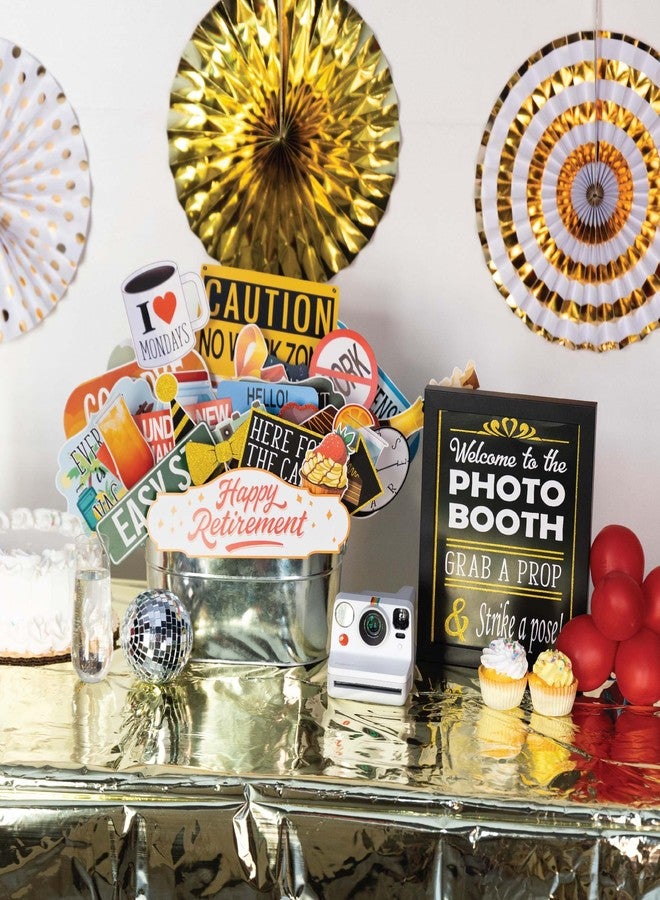 Outside The Booth Retirement Photo Booth Props - 41-pc Photobooth Kit with 8 x 10-Inch Sign, 60 Adhesive Pads, 45 Sticks - Retirement Party Decorations - Retirement Party Props - Image 5