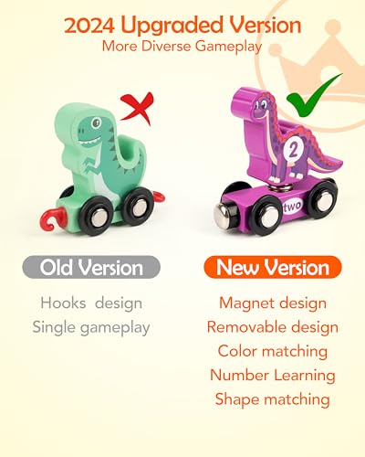 Helsort Wooden Dinosaur Train Set Magnetic Dinosaur Toys and Number Train for Toddlers Educational Montessori Toy for Counting and Motor Skills for 35 Year Old Boys Girls - Image 5