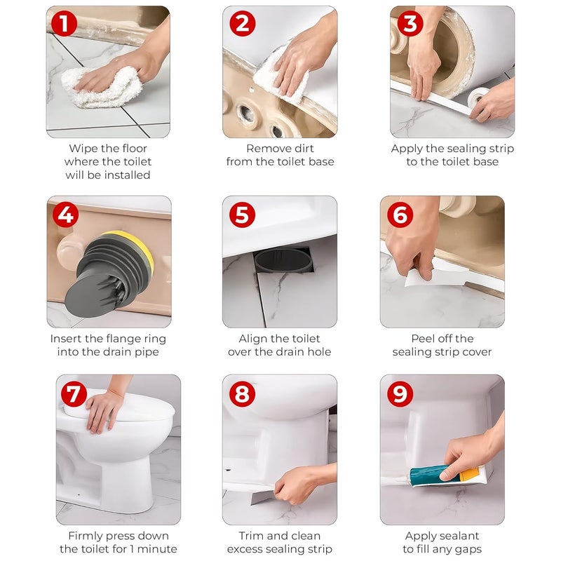 KH866 Toilet Leak-Proof Rubber Seal Drain Pipe Sealing for Ring, Toilet Flange Wax for Ring with Backflow Prevention Valve, Fits 3.2-4 inch Waste Lines, Toilet Flange Sealing for Ring Check Valve (Grey) - Image 3