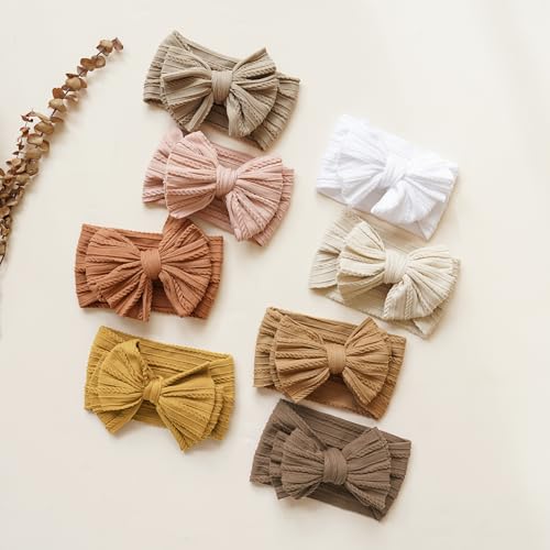 Prohouse 8 Pack Baby Headbands Soft Nylon Hairbands Hair Bows for Newborns Infants Toddlers and Baby Girls Elastic Hairbands for Daily Wear, Photoshoots - Image 4