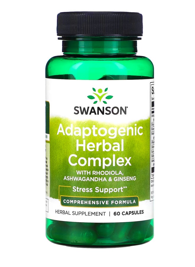 سوانسون مركب Adaptogenic العشبي مع الجذر الذهبي ، والعبعب المنوم ، والجينسنغ ، 60 كبسولة