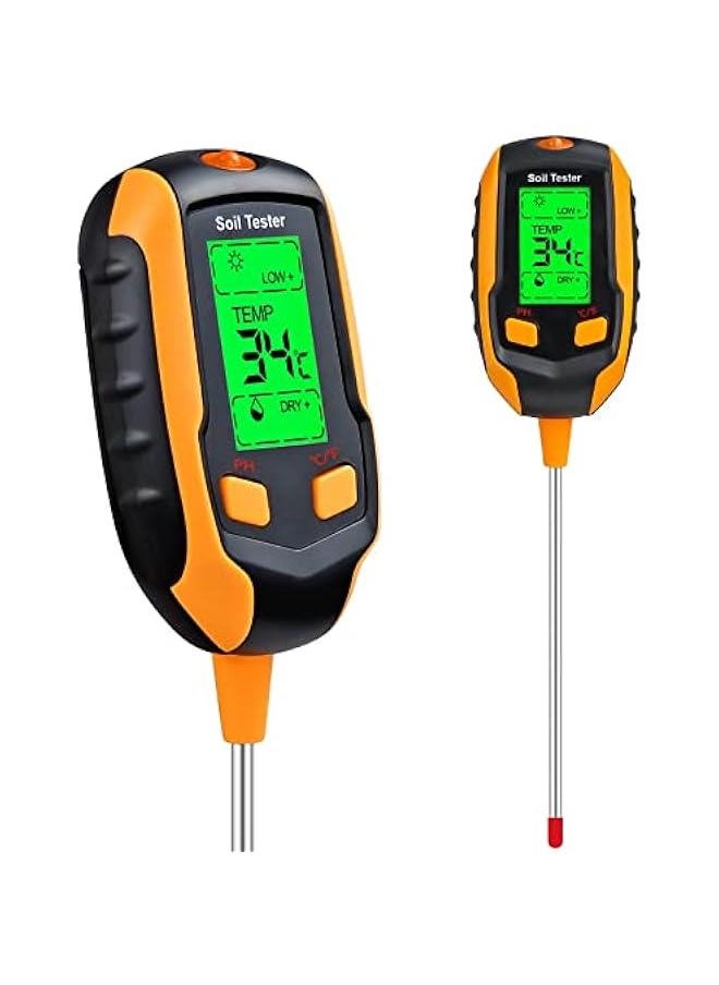 Beauenty 4-in-1 Soil Moisture Meter,Digital Plant Temperature/Soil Moisture/PH Meter/Sunlight Intensity/Environment Humidity Backlight LCD display Soil Test Meter for Gardening, Farming,and Outdoor Plants  - Image 1