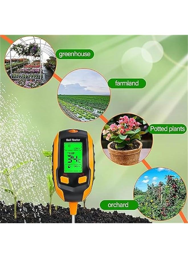 Beauenty 4-in-1 Soil Moisture Meter,Digital Plant Temperature/Soil Moisture/PH Meter/Sunlight Intensity/Environment Humidity Backlight LCD display Soil Test Meter for Gardening, Farming,and Outdoor Plants  - Image 4