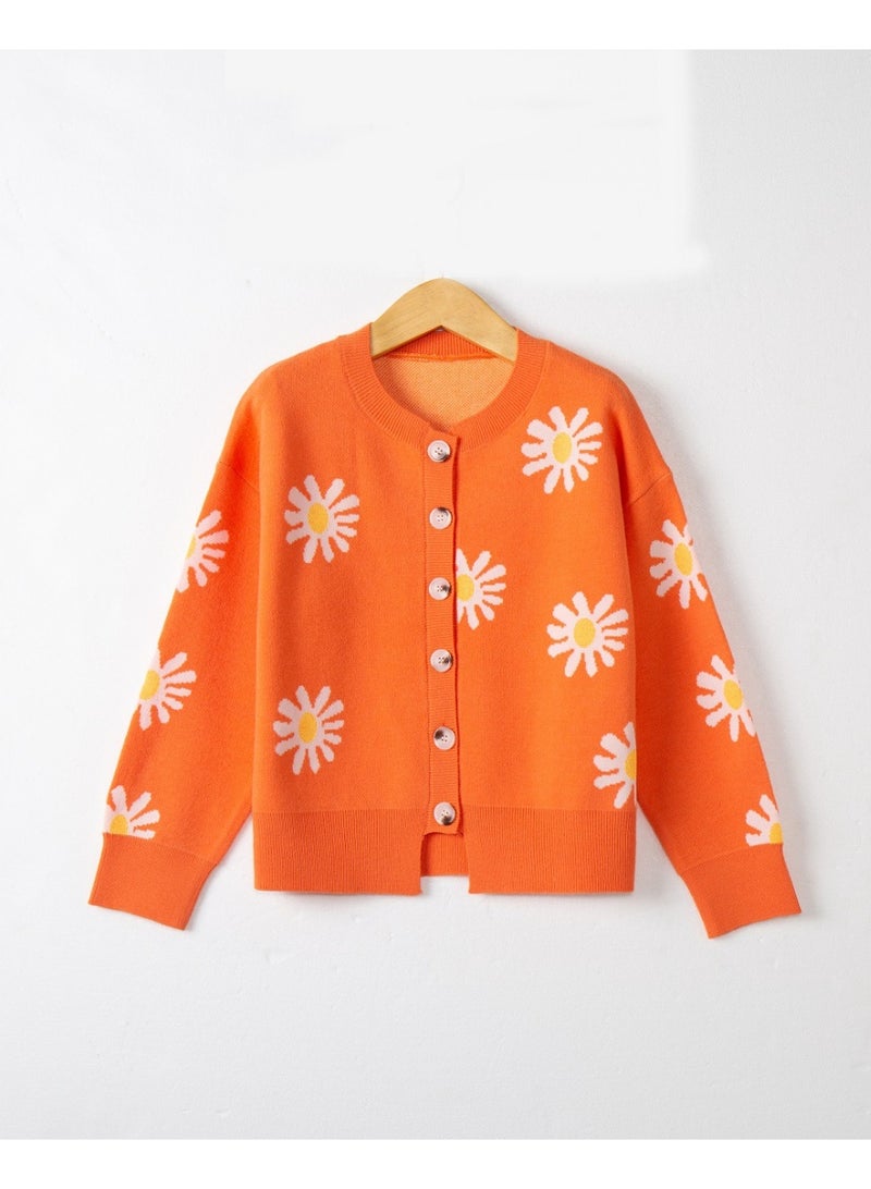 NIBEMINENT Fashion Floral Knitted Cardigan Women Sweaters Soft Spring Autumn Coat Button Long Sleeve Tops Design Outerwear Cardigans - Image 3