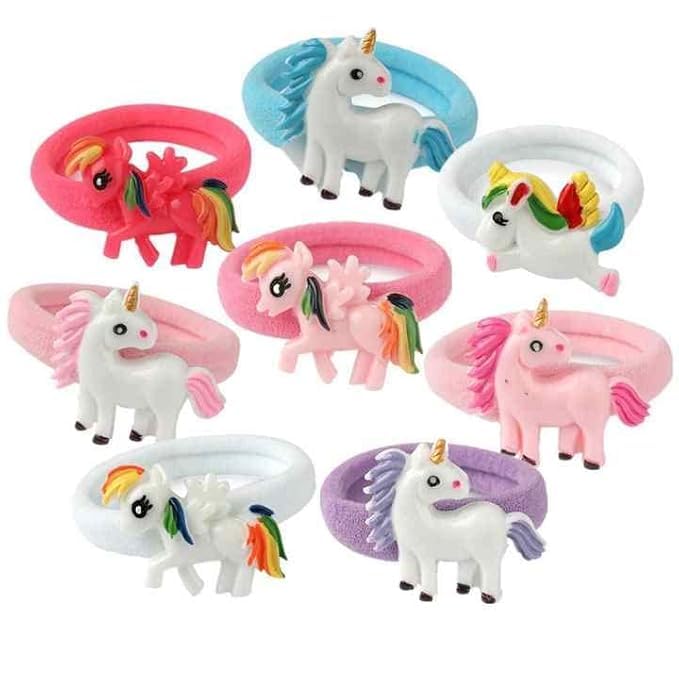 NEOBABY Unicon Designs Elastic Rubber Bands | Hair Ties Ponytail Holders for Baby Kids Girls and Toddlers (Assorted, Pack of 12 Pairs) - Image 1