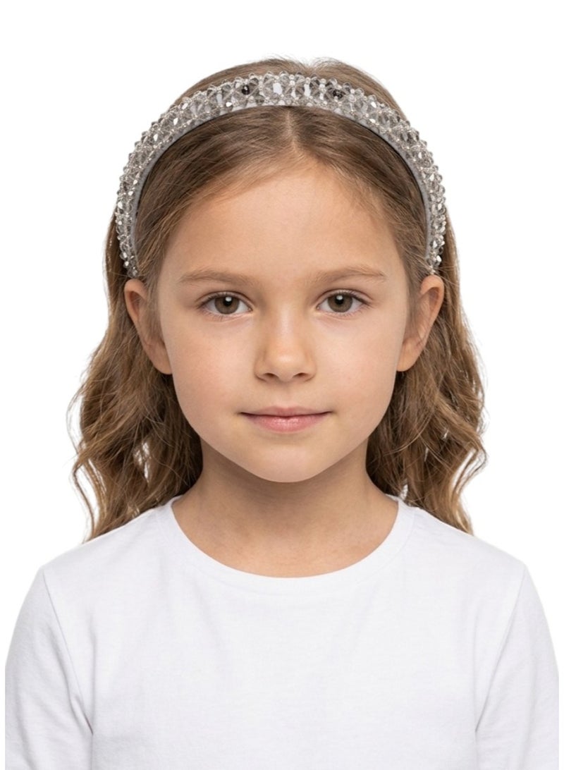 Bidani Rhinestone-studded Hairband - Light Gray - Image 1