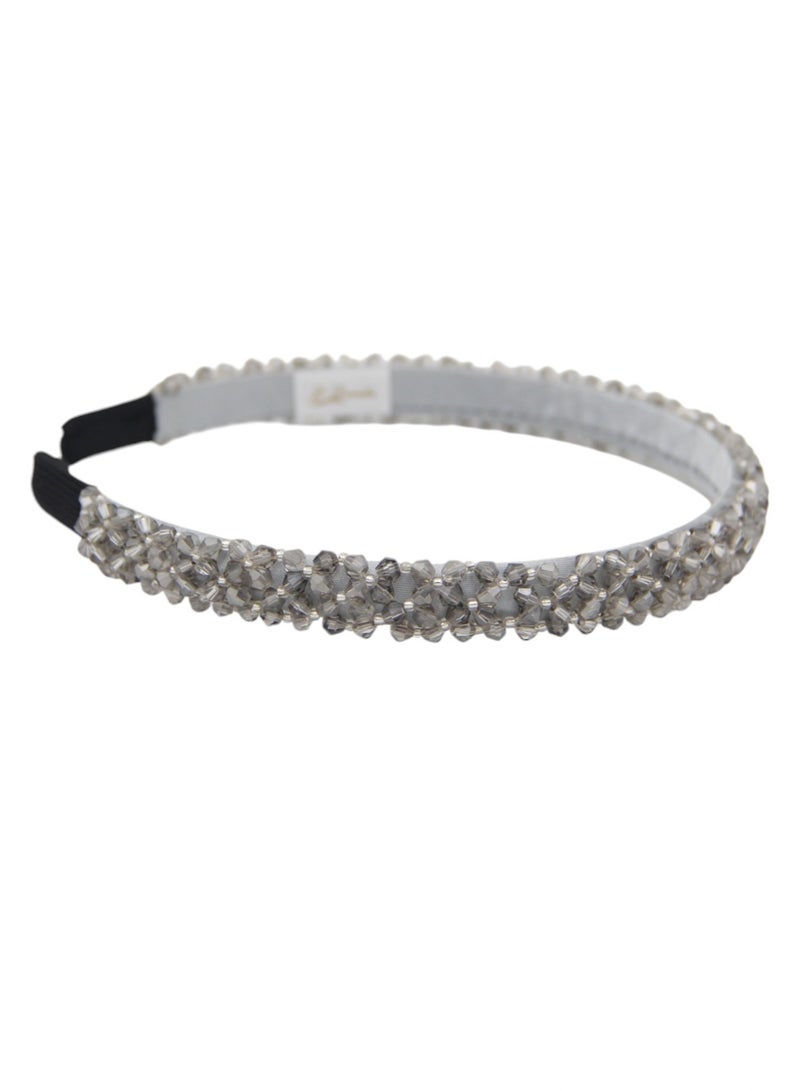 Bidani Rhinestone-studded Hairband - Light Gray - Image 3