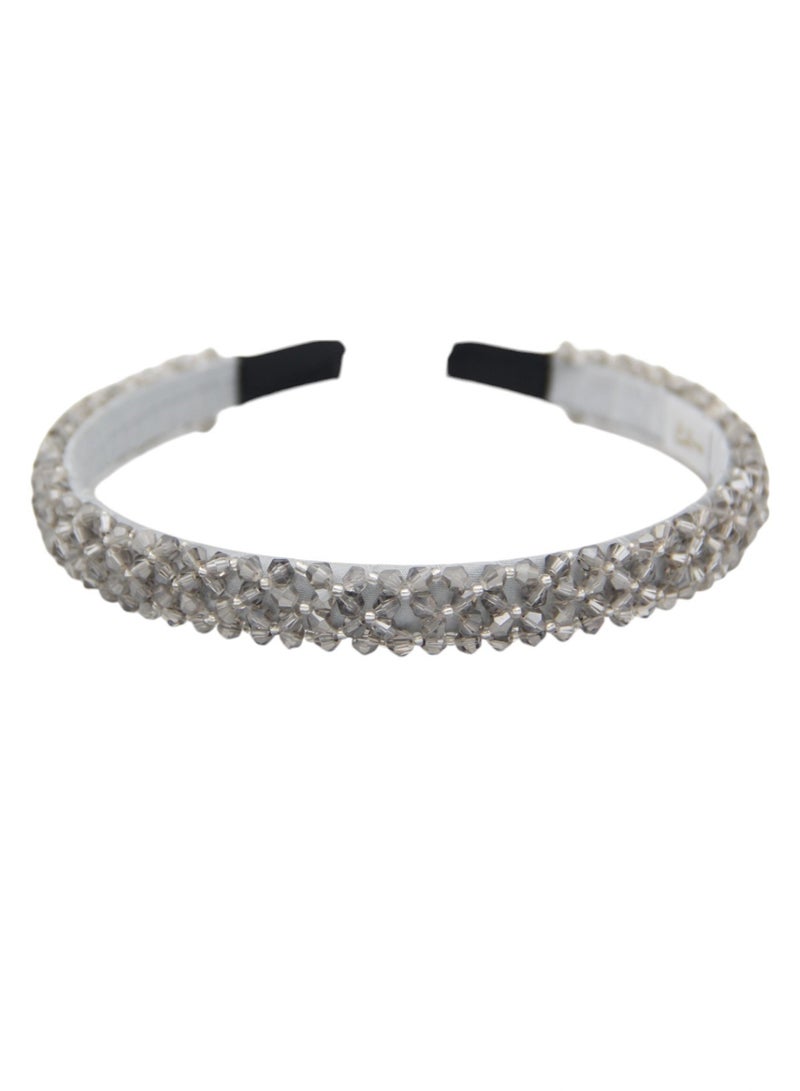 Bidani Rhinestone-studded Hairband - Light Gray - Image 2