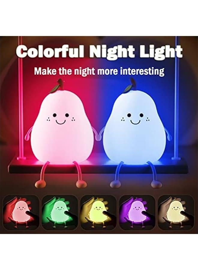 ضوء ليلي للأطفال، مصباح كمثرى لطيف من السيليكون لمرحلة الطفولة، ضوء ليلي للفتيان والفتيات، مصباح مرن لغرفة النوم، مصباح جانبي كيوي لغرفة الأطفال (كمثرى) - Image 2