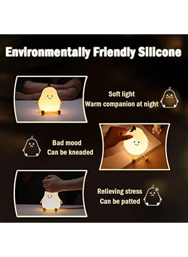 ضوء ليلي للأطفال، مصباح كمثرى لطيف من السيليكون لمرحلة الطفولة، ضوء ليلي للفتيان والفتيات، مصباح مرن لغرفة النوم، مصباح جانبي كيوي لغرفة الأطفال (كمثرى) - Image 3