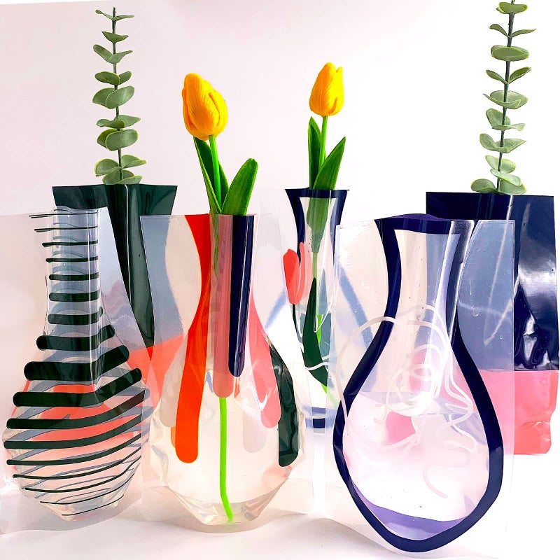 BLOFLO STU BLOFLO Collapsible Flower Vase, Foldable Vase, Expandable Vase, Plastic Flower Vases, Removable Flower Vases for Centerpieces, Contemporary DÃ©cor for Home Office Wedding (Set of 6) - Image 1