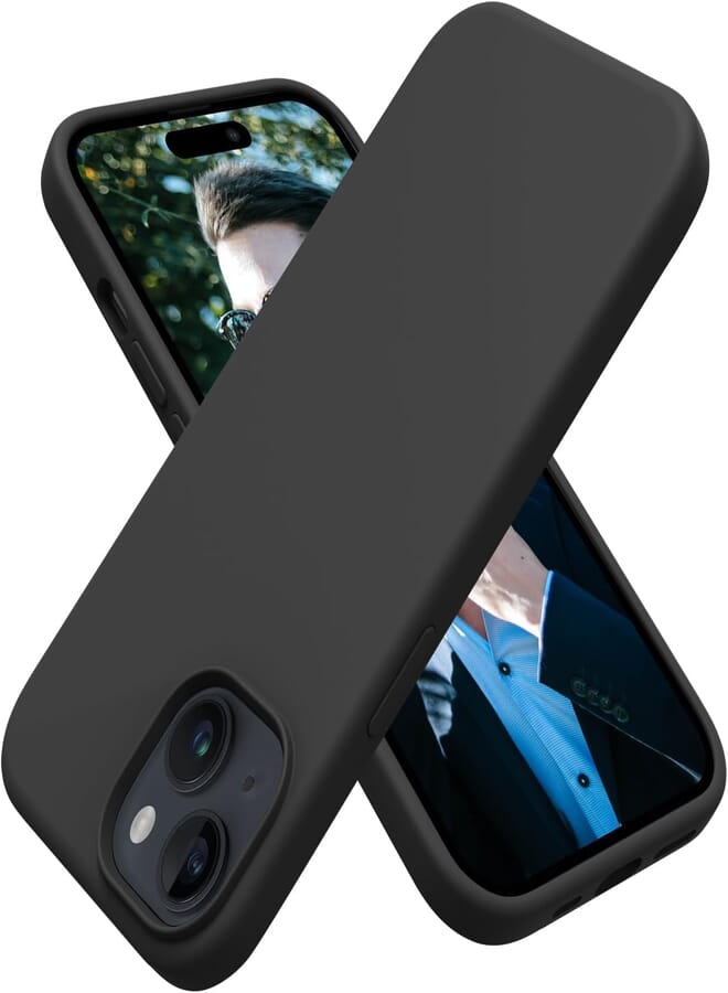 Next Next Store Premium Silicone Case Compatible with iPhone 15 – Slim TPU Cover Flexible Protection Matte Black Advanced Fashion Design for iPhone 15