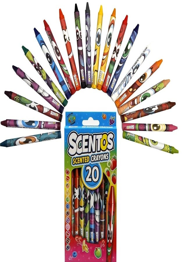 Scentos Vibrant scented crayons 20s By Fratelli | featuring famous, premium fruity scents and colorful | Great For Drawing,Coloring,Writing And Gifting/Return Gifts | Designed in the USA - Image 1