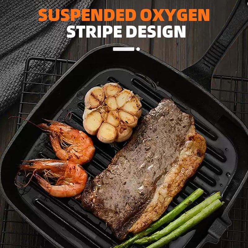 OHAHO Heavy Duty Cast Iron Skillet Set - Multi-Size Grill Frying Pans for Stovetop, Oven Safe & Induction Compatible - Durable Outdoor Camping Cookware for Steak & More - Image 2