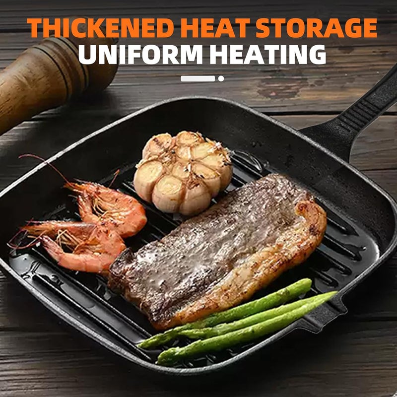 OHAHO Heavy Duty Cast Iron Skillet Set - Multi-Size Grill Frying Pans for Stovetop, Oven Safe & Induction Compatible - Durable Outdoor Camping Cookware for Steak & More - Image 3