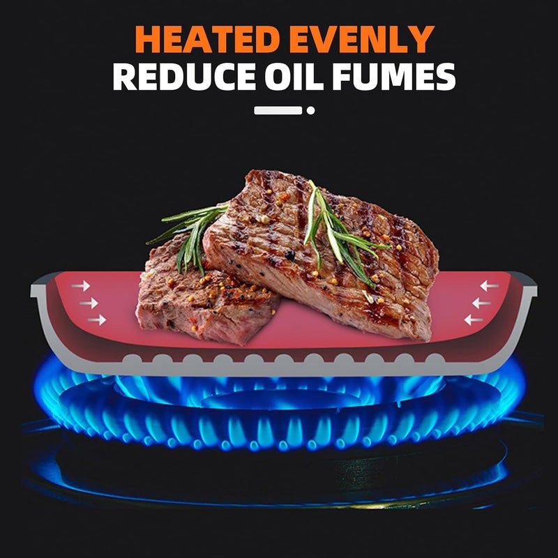 OHAHO Heavy Duty Cast Iron Skillet Set - Multi-Size Grill Frying Pans for Stovetop, Oven Safe & Induction Compatible - Durable Outdoor Camping Cookware for Steak & More - Image 4