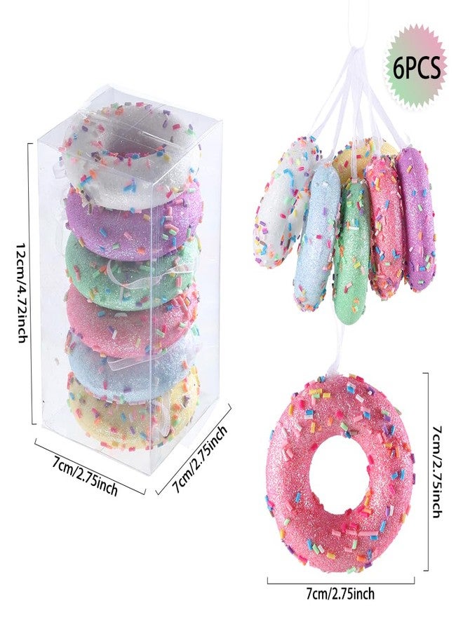 بالونار زينة حفلات عيد الميلاد على شكل دونات، 6 قطع من زينة حلوى معلقة لشجرة عيد الميلاد، مجموعة قلادات دونات صغيرة بألوان الماكرون لحفلات عيد الميلاد ورأس السنة وعيد الفصح وأعياد الميلاد المنزلية (دونات) - Image 2