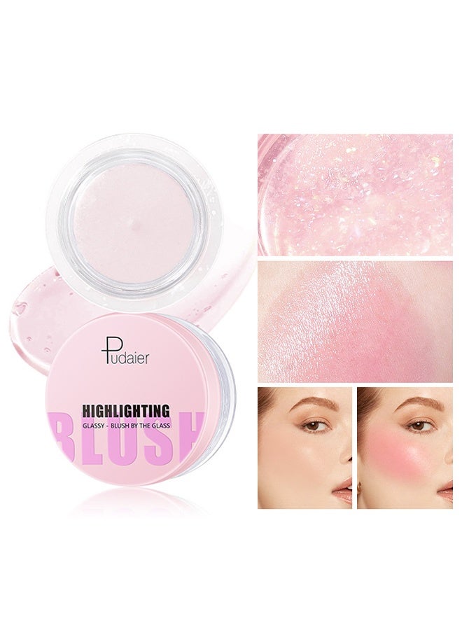 pudaier Highlighting Glassy, Clear Highlighting Blush For Cheek Moisturizing Blush And Lips Balm Color Changing Blush Multi Use Cream Liquid Waterproof Gel For Cheeks And Lips Glossy Shiny Finish Makeup Blush 01#CLEAR BLUSH - Image 1