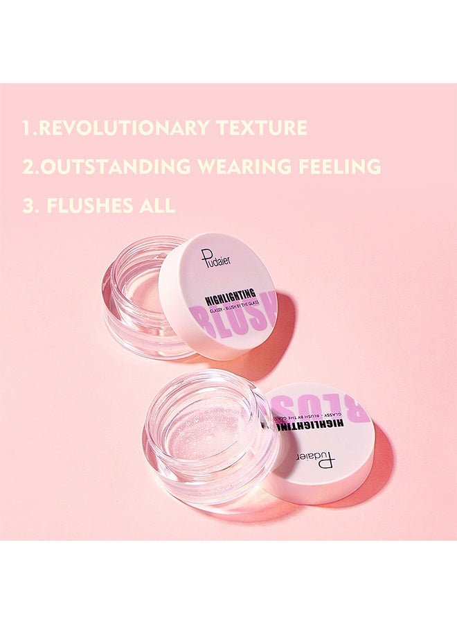 pudaier Highlighting Glassy, Clear Highlighting Blush For Cheek Moisturizing Blush And Lips Balm Color Changing Blush Multi Use Cream Liquid Waterproof Gel For Cheeks And Lips Glossy Shiny Finish Makeup Blush 01#CLEAR BLUSH - Image 4