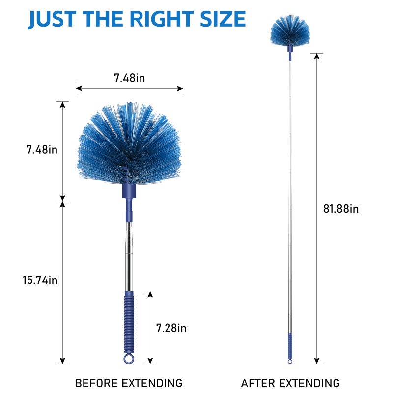 SetSail Cobweb Duster with Extension Pole, Retractable Dusters for Cobweb Cleaning 81-inch Long Handle Ceiling Fan Spider Web Brush for Outdoor Indoor High Ceilings - Image 2