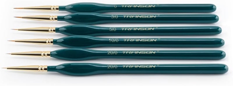 TRANSON Detail Thin Paint Brush Set 6pcs for Model Minature Craft and Art Painting Green - Image 5