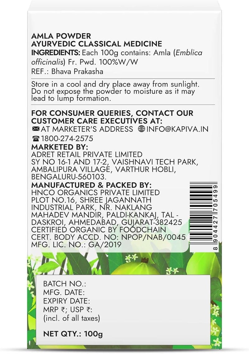 Kapiva Organic Amla Powder 100g | Supports Healthy Hair | Promotes Gut Health | From 100% Natural Amlas - Image 2