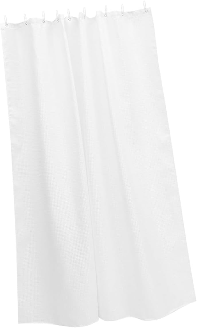 GALPADA Waterproof Extra Large Shower Curtain 100x180cm Thickened Waffle Weave White Polyester Bathroom Curtain with C-Shaped Hooks for Shower and Bath Partition - Image 1