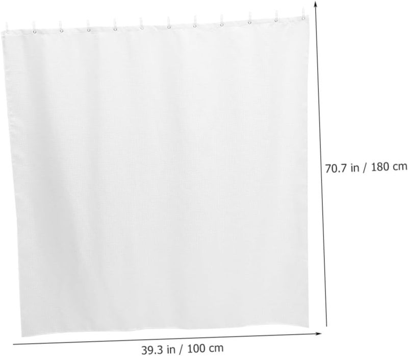 GALPADA Waterproof Extra Large Shower Curtain 100x180cm Thickened Waffle Weave White Polyester Bathroom Curtain with C-Shaped Hooks for Shower and Bath Partition - Image 2