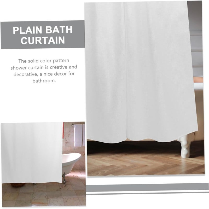 GALPADA Waterproof Extra Large Shower Curtain 100x180cm Thickened Waffle Weave White Polyester Bathroom Curtain with C-Shaped Hooks for Shower and Bath Partition - Image 5