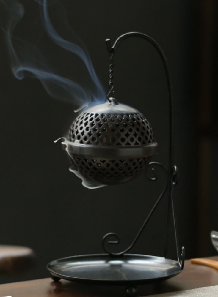 Iron frame hanging ball incense burner creative plate sandalwood incense burner home indoor Buddha tea ceremony incense burner ornaments - Image 1