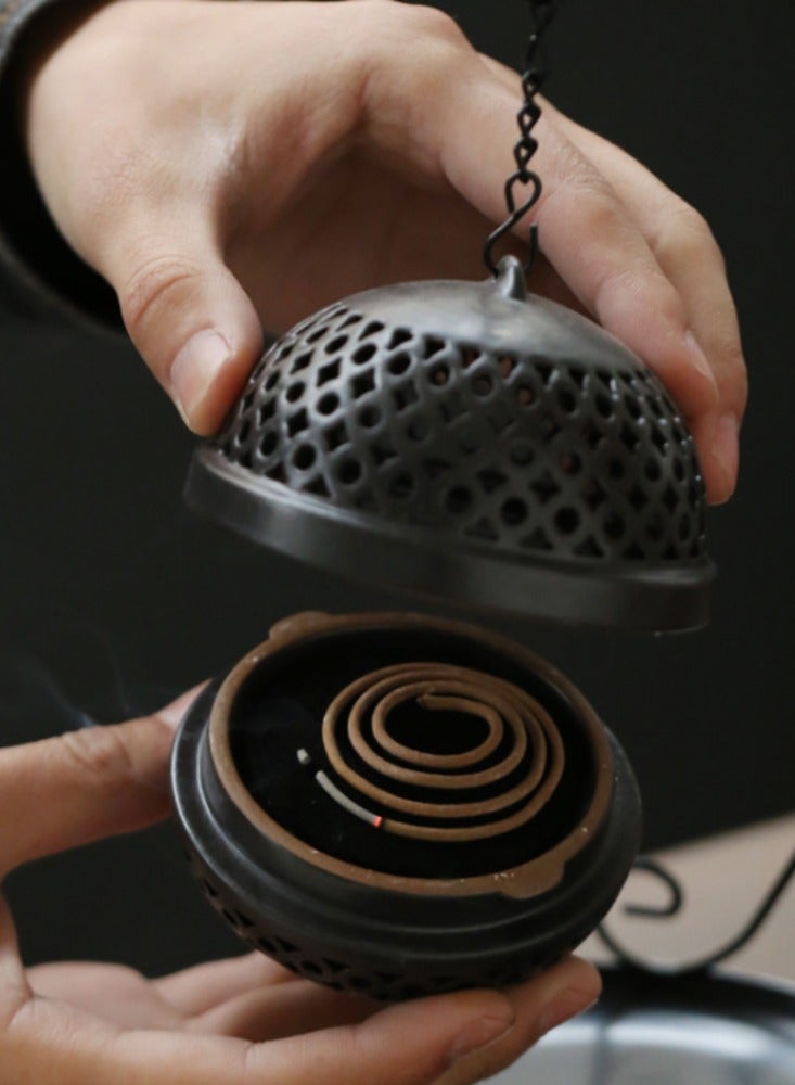 Iron frame hanging ball incense burner creative plate sandalwood incense burner home indoor Buddha tea ceremony incense burner ornaments - Image 2