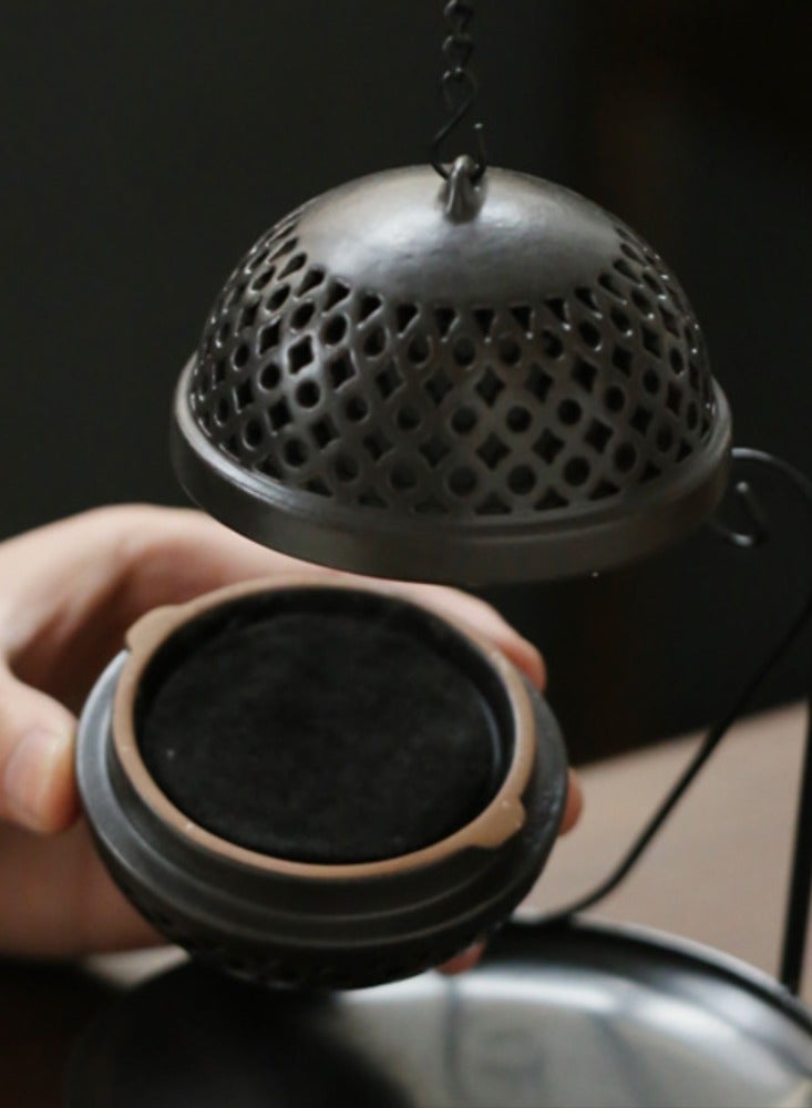 Iron frame hanging ball incense burner creative plate sandalwood incense burner home indoor Buddha tea ceremony incense burner ornaments - Image 3