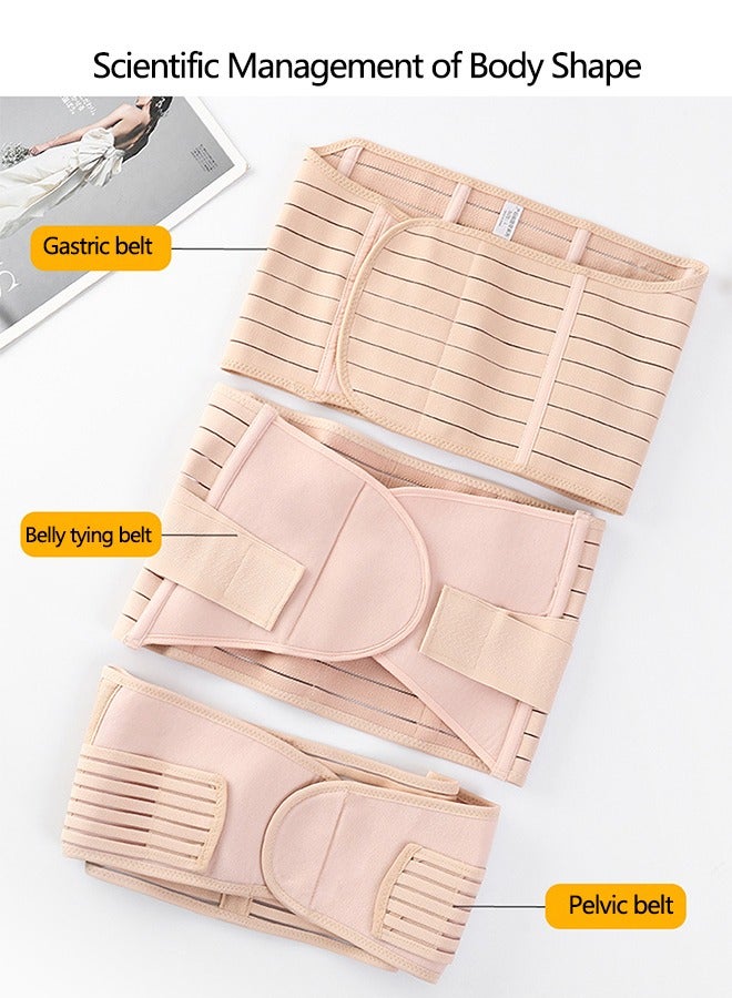 OLYSON 3-In-1 Postpartum Support Waist Belt, Postpartum Belly Wrap Band 3 in 1 Belt, C Section Girdle Support Recovery Waist Pelvis Binder (Beige, XXL) - Image 2