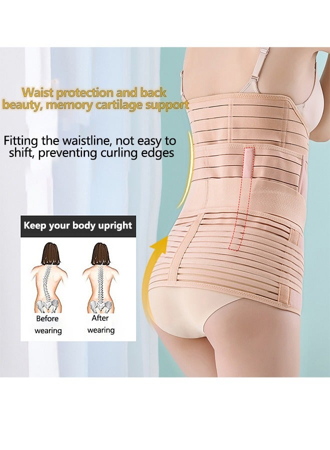 OLYSON 3-In-1 Postpartum Support Waist Belt, Postpartum Belly Wrap Band 3 in 1 Belt, C Section Girdle Support Recovery Waist Pelvis Binder (Beige, XXL) - Image 3