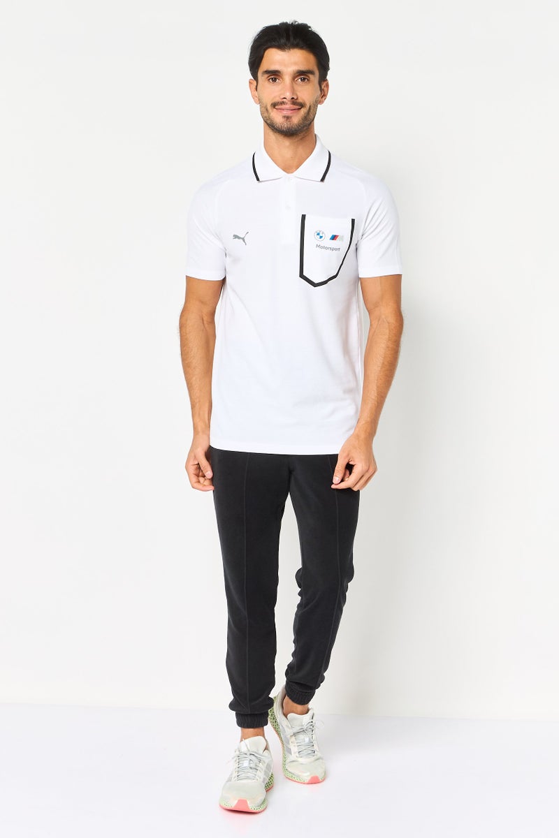 Puma x BMW Motorsport Men Sportswear Fit Short Sleeve Outdoor Polo Shirt, White - Image 3