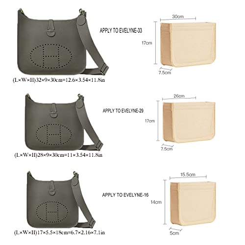 Lckaey Felt Organizer-for Hermes Evelyne III tpm pm gm Bag Insert Mini 16 29 33 Bag Purse Organizer Y003 Khaki-L - Image 5